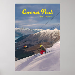 Poster Cartaz de Viagens da Estação de Esqui Coronet Peak