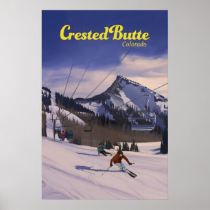 Poster Cartaz de Viagens da Estação de Esqui Crested Butt