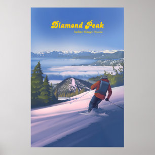 Poster Cartaz de Viagens da Estação de Esqui Diamond Peak