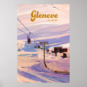 Poster Cartaz de Viagens da Estação de Esqui Glencoe Escó