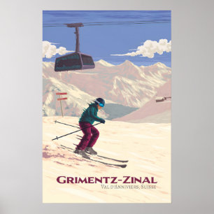 Poster Cartaz de Viagens da Estação de Esqui Grimentz-Zin