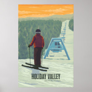 Poster Cartaz de Viagens da Estação de Esqui Holiday Vall