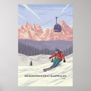 Poster Cartaz de Viagens da Estação de Esqui Madonna di C