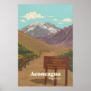 Poster Cartaz de Viagens da Montanha Aconcagua