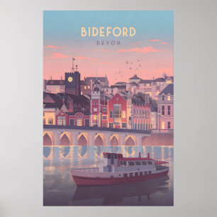 Poster Cartaz de Viagens de Bideford Devon à Beira-Mar