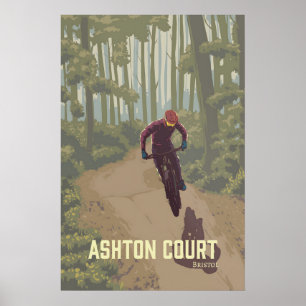 Poster Cartaz de Viagens de Ciclismo de Montanha de Ashto