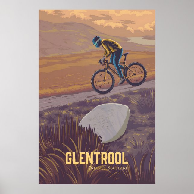 Poster Cartaz de Viagens de Ciclismo de Montanha Glentroo (Frente)
