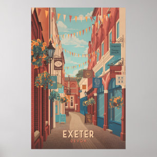 Poster Cartaz de Viagens de Exeter Devon