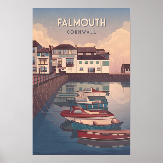 Poster Cartaz de Viagens de Falmouth Cornwall (Frente)