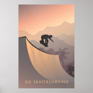 Poster Cartaz de Viagens de Skateboarding