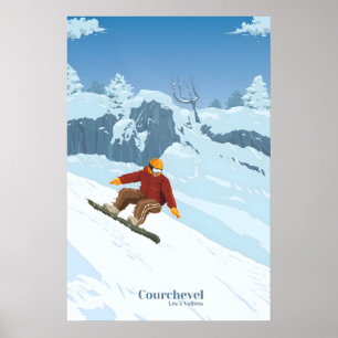 Poster Cartaz de Viagens de Snowboard de Courchevel