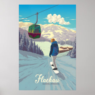 Poster Cartaz de Viagens de Snowboard Flachau