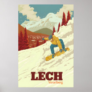 Poster Cartaz de Viagens de Snowboard Lech