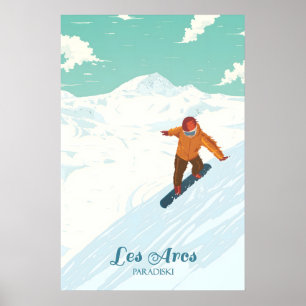 Poster Cartaz de Viagens de Snowboard Les Arcs