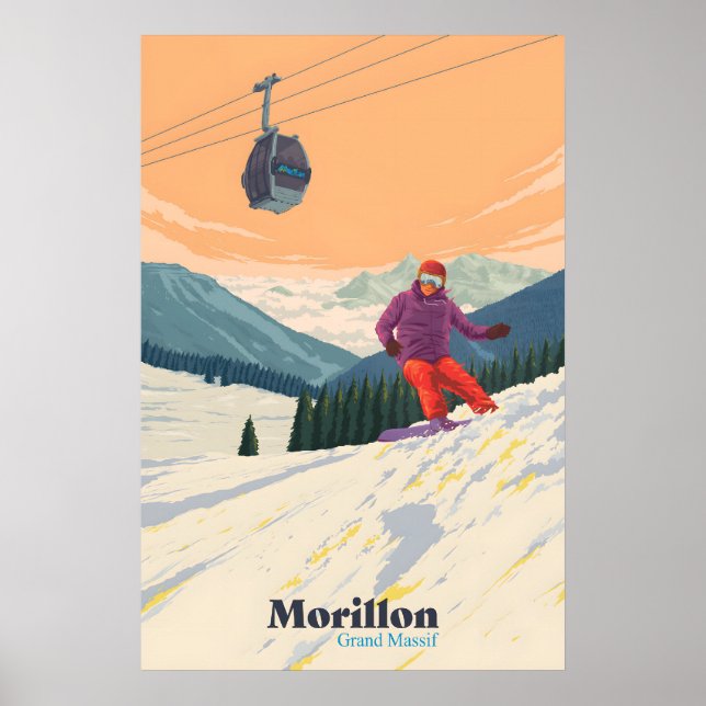 Poster Cartaz de Viagens de Snowboard Morillon (Frente)