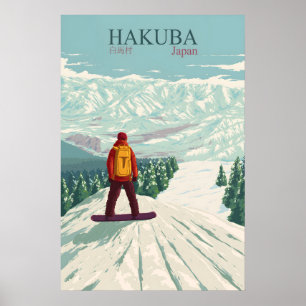 Poster Cartaz de Viagens de Snowboard no Hakuba Japão