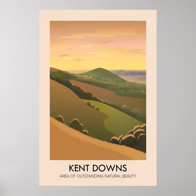 Poster Cartaz de Viagens do AONB de Kent Downs (Frente)