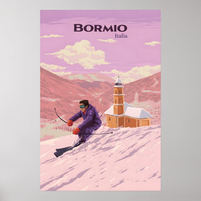 Poster Cartaz de Viagens do Estação de Esqui de Bormio (Frente)