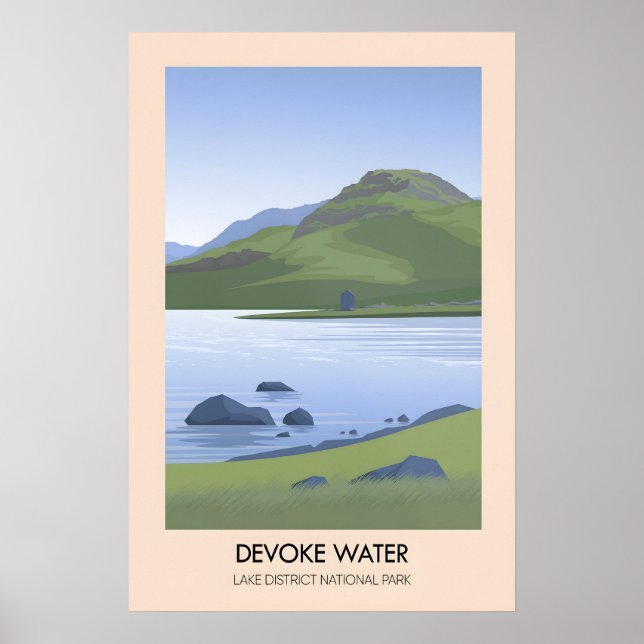 Poster Cartaz de Viagens do Lago Devoke Water no Distrito (Frente)