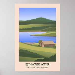 Poster Cartaz de Viagens do Lago Esthwaite Water Lake Dis