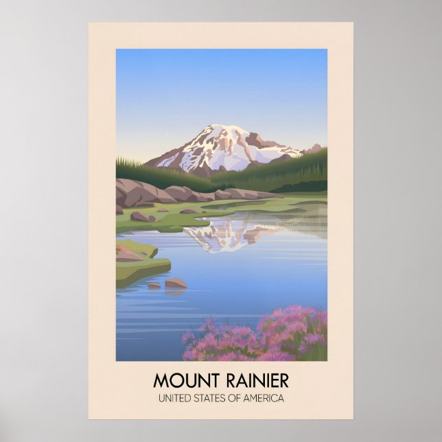 Poster Cartaz de Viagens do Monte Rainier EUA (Frente)