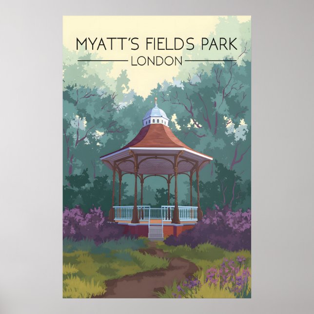 Poster Cartaz de Viagens do Parque Myatts Fields Londres (Frente)