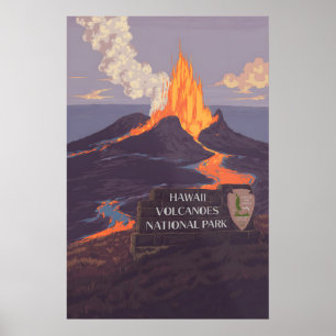 Poster Cartaz de Viagens do Parque Nacional dos Vulcões d