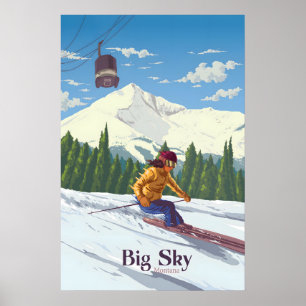 Poster Cartaz de Viagens do Resort de Esqui Big Sky Monta