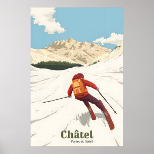 Poster Cartaz de Viagens do Resort de Esqui Chatel
