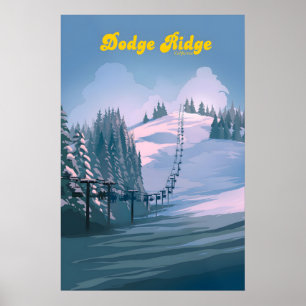 Poster Cartaz de Viagens do Resort de Esqui Dodge Ridge C