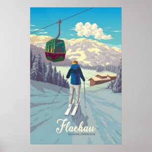 Poster Cartaz de Viagens do Resort de Esqui Flachau