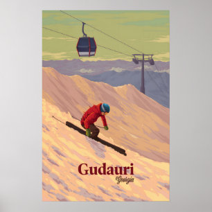 Poster Cartaz de Viagens do Resort de Esqui Gudauri Geórg