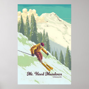 Poster Cartaz de Viagens do Resort de Esqui Mt Hood Meado