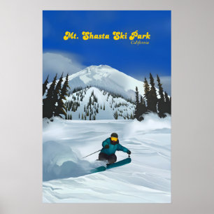 Poster Cartaz de Viagens do Resort de Esqui Mt Shasta Ski