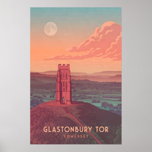 Poster Cartaz de Viagens Glastonbury Tor