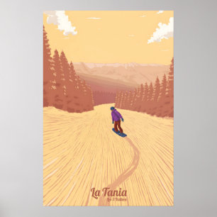 Poster Cartaz de Viagens La Tania Snowboarding