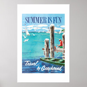 Poster Cartaz de Viagens Sazonais de Verão Divertido dos