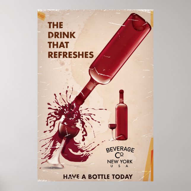 Póster Cartaz de Vinho Antigo (Frente)
