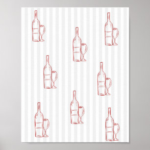 Poster Cartaz de Vinho Copos de Vinho Tinto