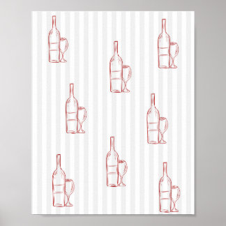 Poster Cartaz de Vinho Copos de Vinho Tinto