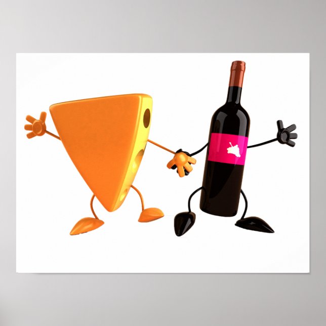 Poster Cartaz de Vinho e Queijo (Frente)