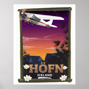 Poster Cartaz de voo Höfn Islândia