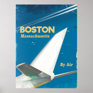 Poster Cartaz de voo vintage de Boston Massachusetts