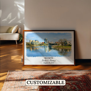 Poster Cartaz de Wichita Kansas, Aquarela, Personalizado