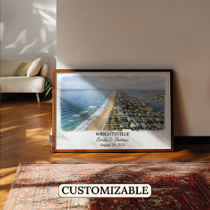 Poster Cartaz de Wrightsville Carolina do Norte, Aquarela