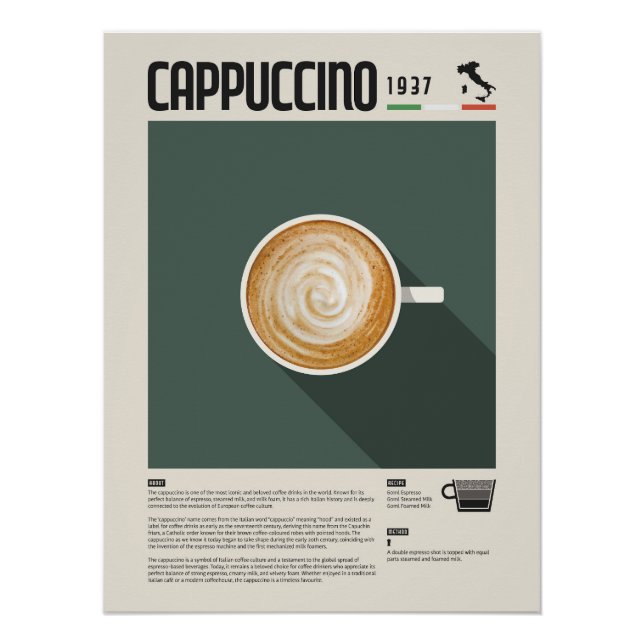 Póster Cartaz de Xícara de Café Cappuccino (Frente)