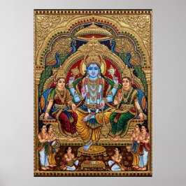 Poster Cartaz Devocional Tanjore Vishnu | Índia Tradicion