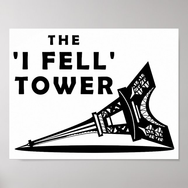 Póster Cartaz Divertido da Torre "Eu Caí" (Frente)
