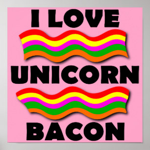 Póster Cartaz Divertido de Bacon de Unicórnio