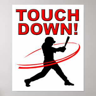 Póster Cartaz Divertido de Beisebol Touchdown